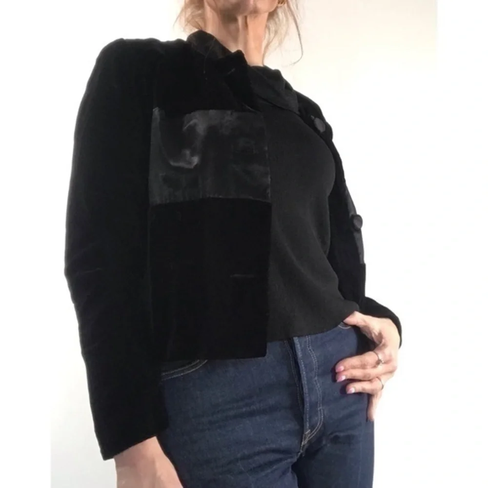 Vintage Petra Black Velvet Crop Jacket